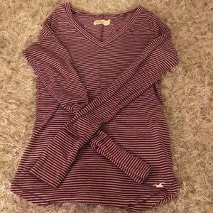 Hollister Long sleeve maroon n white shirt
